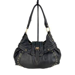 Maxx New York Pebbled Leather Satchel Shoulder Bag Handbag Purse Black LKNU Hobo